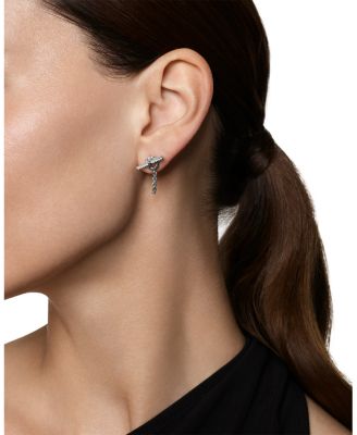 DY Mercer Petite Toggle Stud Earrings in Sterling Silver with Diamonds, 38.2mm