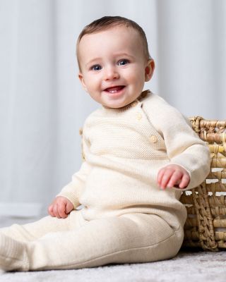 Unisex Organic Raglan Footed Sweater Romper - Baby
