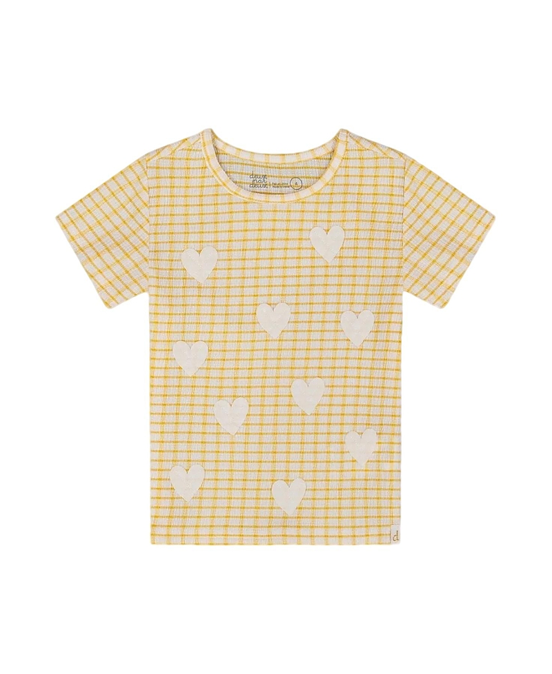 Deux Par Deux Girls' Crinkle Top With Applique - Big Kid