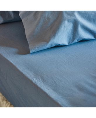 Washed Cotton Percale Fitted Sheet, Full