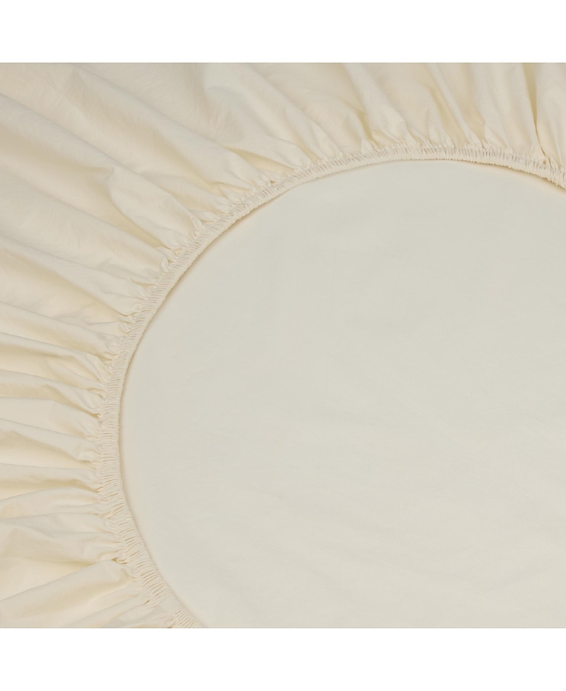 Piglet In Bed Washed Cotton Percale Fitted Sheet, Queen In Neutral
