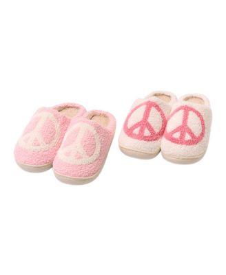 Girls' Plush Peace Slippers - Big Kid
