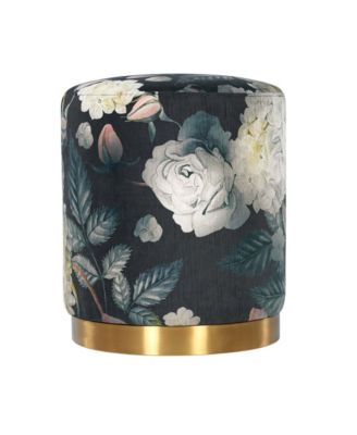  Opal Velvet Ottoman with Gold Base in Cream