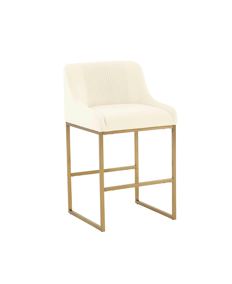 Tov Furniture Lisa Pleated Velvet Counter Stool In White