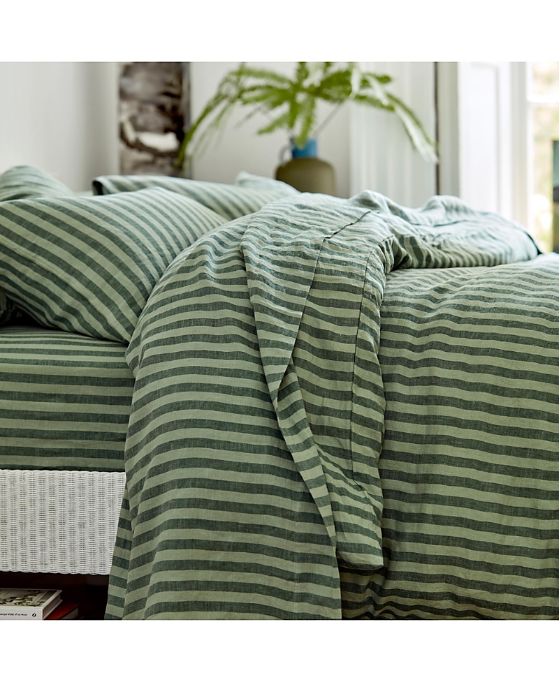 Piglet In Bed Pembroke Stripe Linen Fitted Sheet, Twin