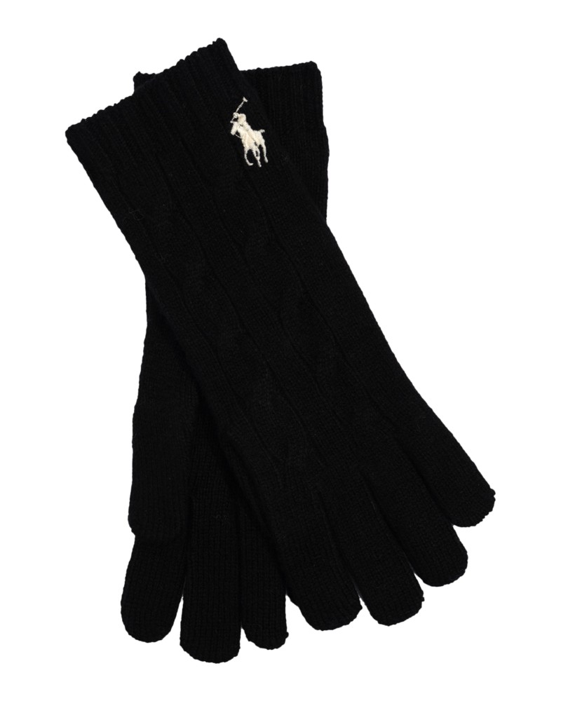 Polo Ralph Lauren Wool & Cashmere Classic Cable Gloves in Black