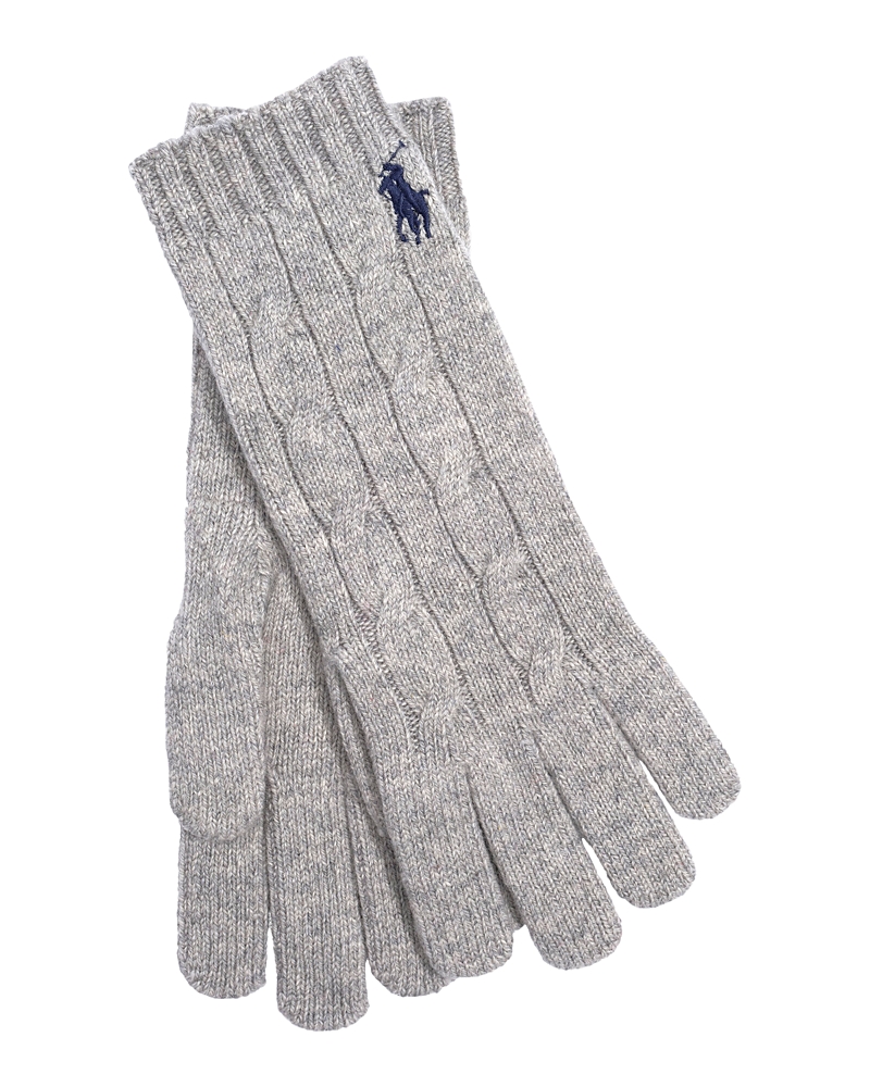 Polo Ralph Lauren Wool & Cashmere Classic Cable Gloves In Gray
