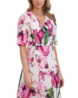 Short Sleeve V Neck Midi Dress