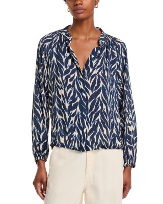 Long Sleeve Shirred Blouse