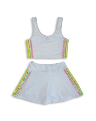 Lola + The Boys - Girls' Rainbow Sequin Top & Skort Set - Little Kid, Big Kid
