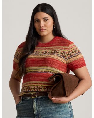 Geo Striped Short Sleeve Sweater