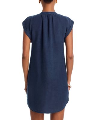Linen Cap Sleeve Henley Mini Dress