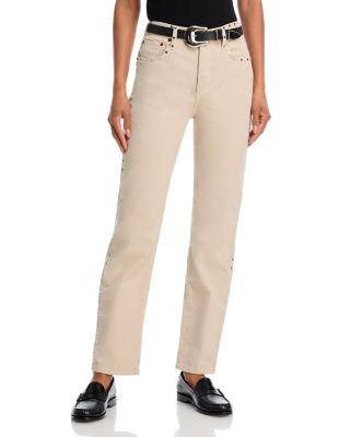 70&#39;s Studded Stovepipe High Rise Jeans in Vintage Pearl Stud