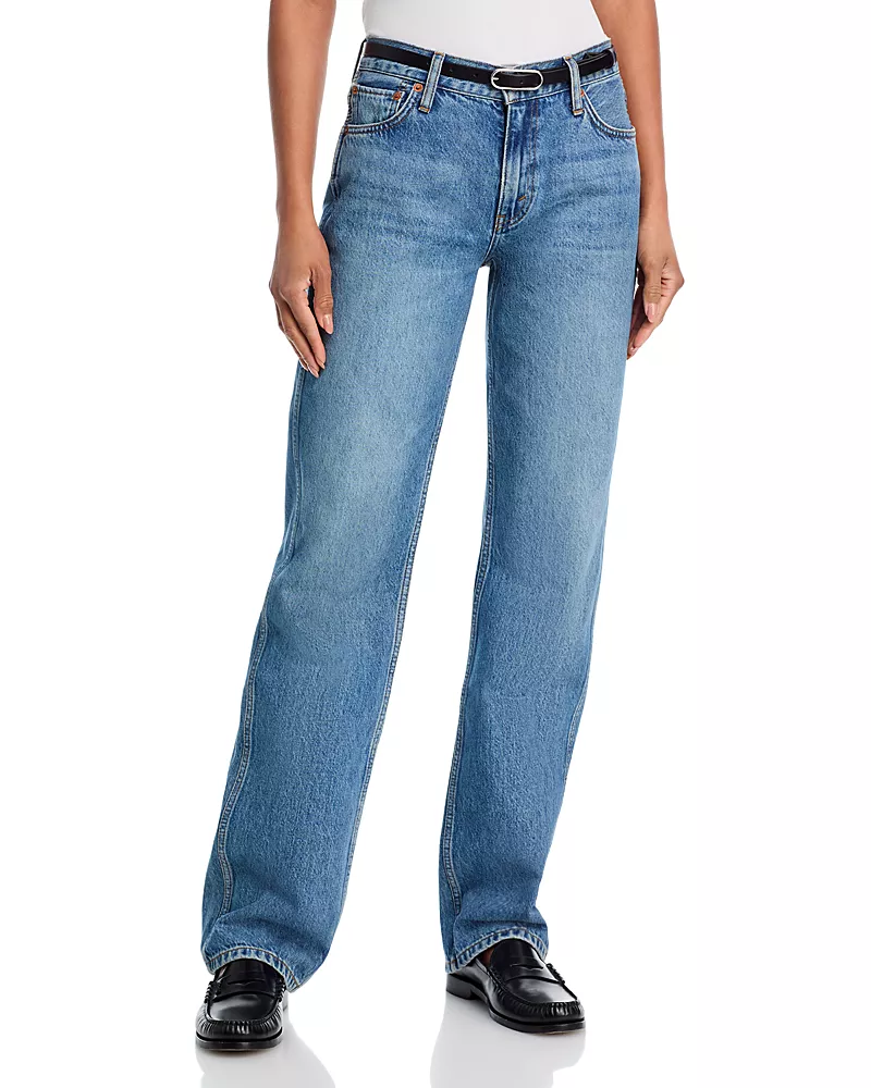 Re/Done 90s Mid Rise Loose Fit Straight Jeans in Medium Vain