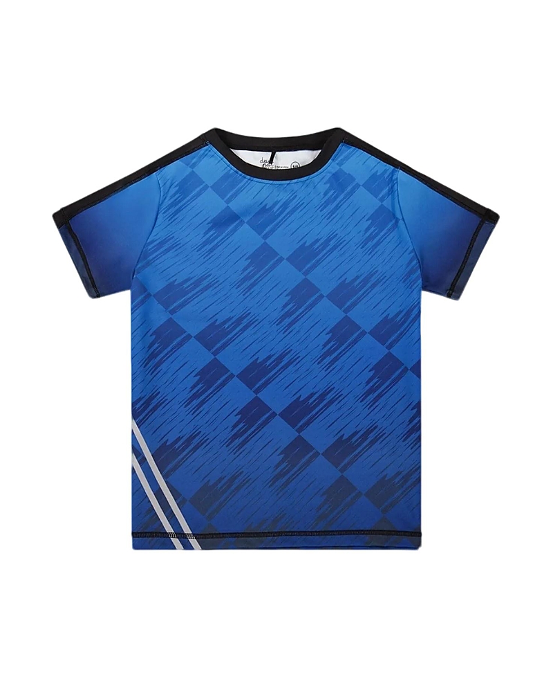 Deux Par Deux Boy's Printed Athletic Top Blue And Black