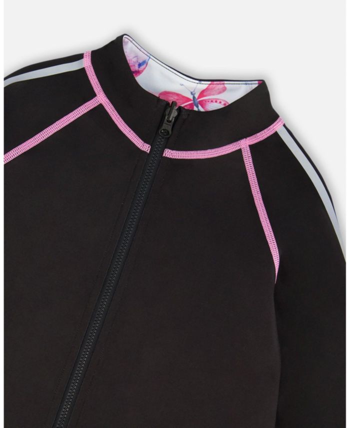 Girls' Printed Reversible Full Zip Athletic Cardigan