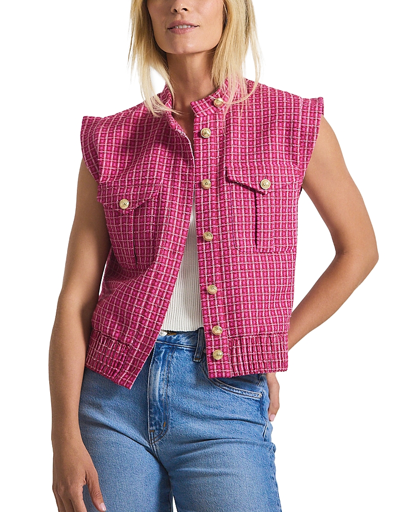 Derek Lam 10 Crosby Namira Tweed Sleeveless Jacket In Pink