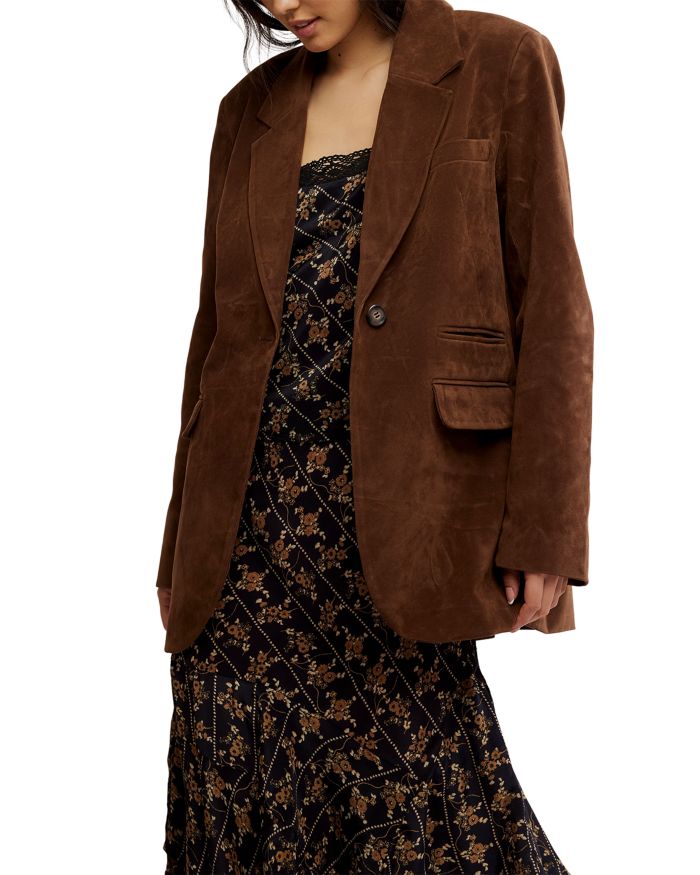 Paper Cut Faux Suede Blazer