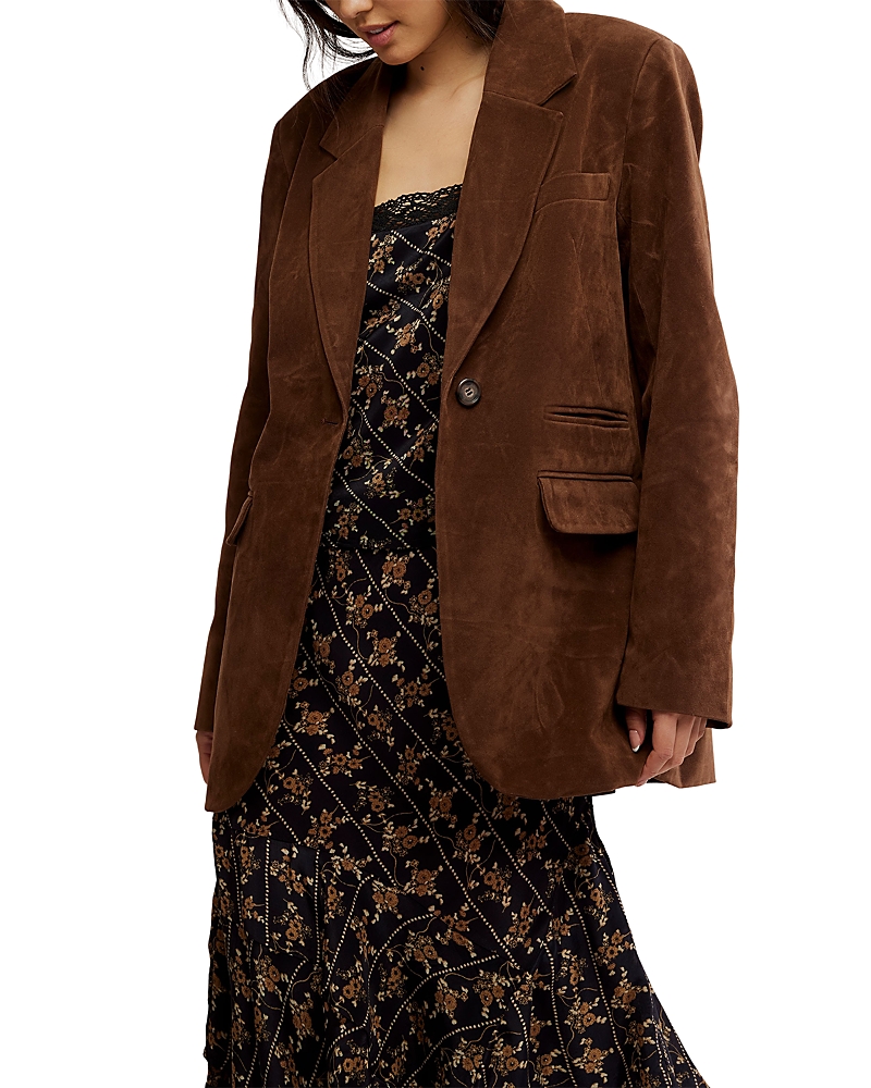 Free People X We The Free Paper Cut Faux Blazer In Brown