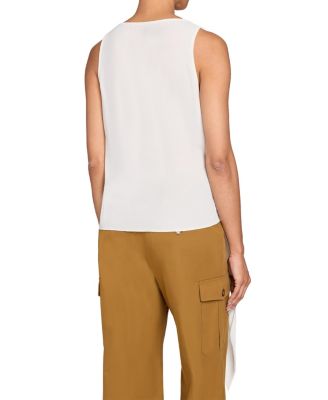 DANNA Sleeveless Faux Wrap Top in Fluid Crepe