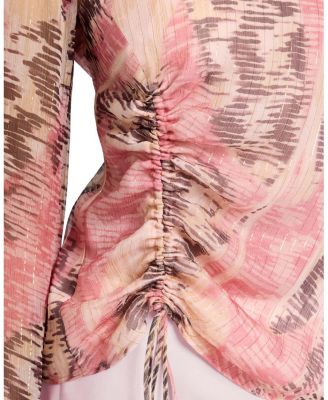 FABI Long Sleeve Top in Printed Silk Chiffon