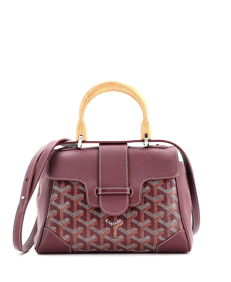 Pre-owned Pre-owned Goyard Goyard Mini Saigon Top Handle Bag Coated Canvas With Leather In Purple