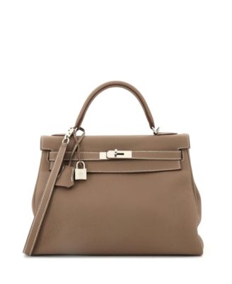 Pre-Owned HERMÈS - Kelly 32 Handbag Grey Togo with Palladium Hardware