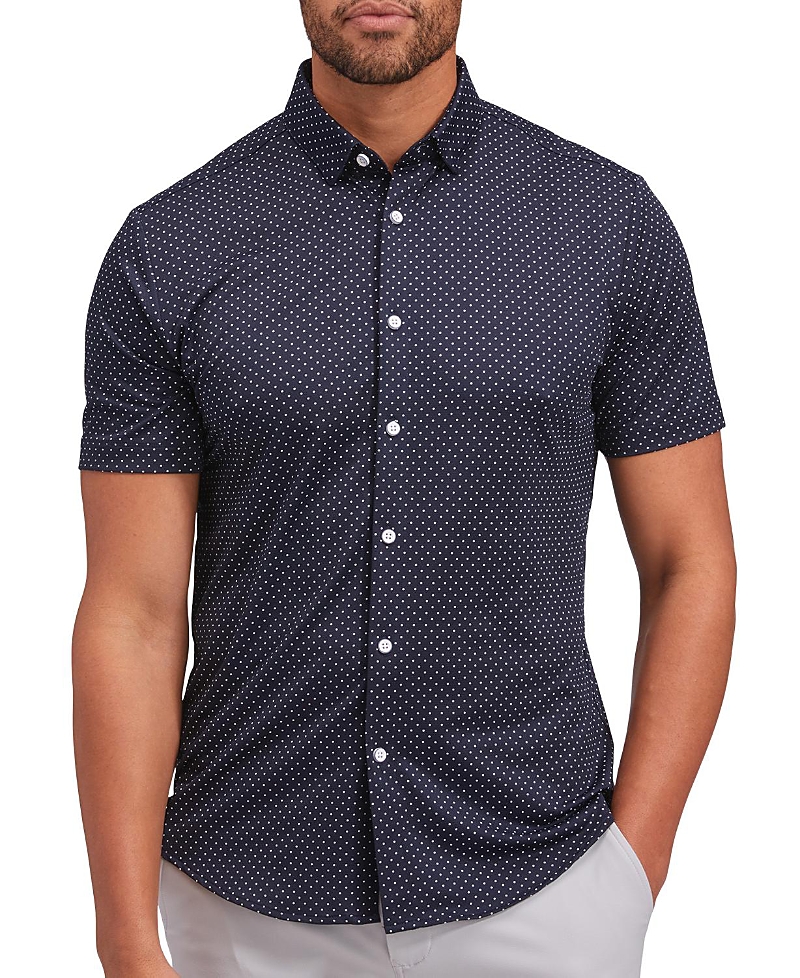 Mizzen + Main Halyard Short Sleeve Button-down Shirt In Navy Dot