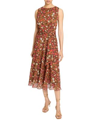 Carma Sleeveless Midi Dress in Floral Crinkle Georgette