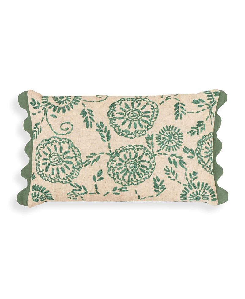 Tov Furniture Portia Embroidered Cotton Flex 20 X 12 Inch Accent Cushion In Green