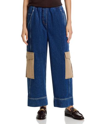 Denim Patchwork Pull On Pants