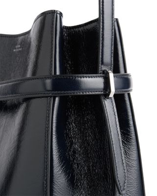 Belted Naplack Crinkled-Leather Bucket Bag