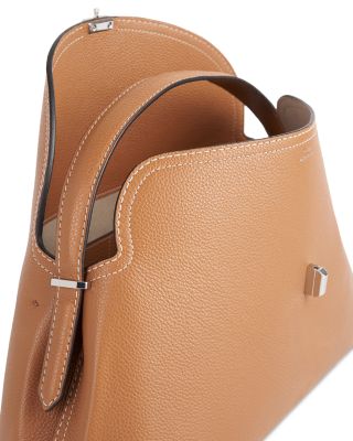 T-Lock Grained-Leather Top Handle Bag in Tan