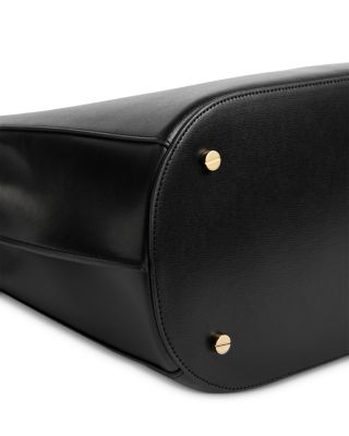 Belted Smooth Leather Bucket Bag