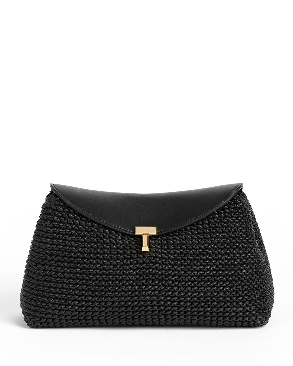 T-Lock Woven Leather Convertible Clutch