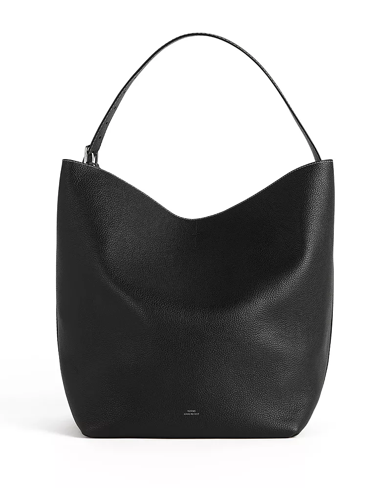 Toteme Belted Grain-Leather Tote in Black