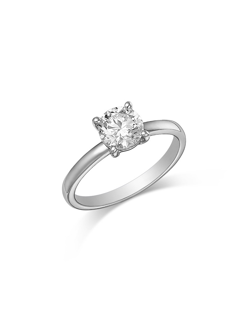 Bloomingdale's Fine Collection Certified Lab Grown Diamond Round Cut Engagement Ring in 18K White, 1.0 tcw