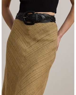 Herringbone Linen Blend Tweed Skirt