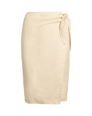 Linen Blend Twill Wrap Skirt