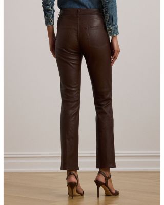 High Rise Lambskin Straight Ankle Pant