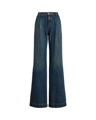 High Rise Pleated Wide Leg Jean