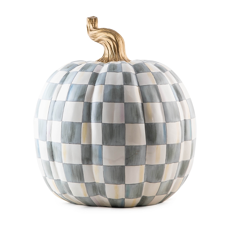 Mackenzie-childs Sterling Check Large Pumpkin In Blue