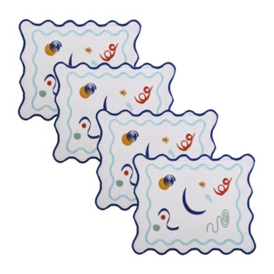 Celestial Embroidered Linen Placemats, Set of 4