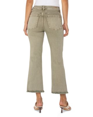 Hannah High Rise Cropped Flare Leg Jeans in Mineral Laurel Olive