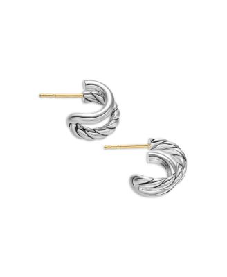 DY Mercer Double Hoop Huggie Earrings in Sterling Silver, 7.8mm