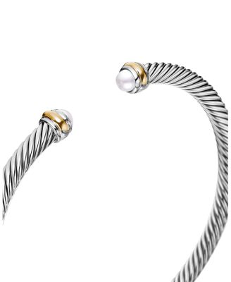 Classic Cable Bracelet in Sterling Silver with 18K Yellow Gold, 4mm