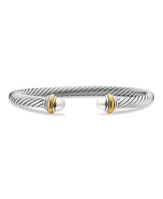 Cable Classic Bracelet with Cultured Freshwater Pearl and 14K Gold, 5mm