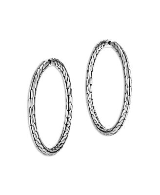 JOHN HARDY - Sterling Silver Carved Chain Hoop Earrings