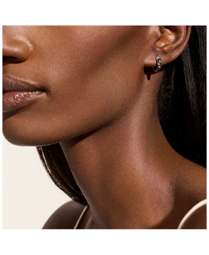 Sterling Silver JH Essentials Diamond Pavé Black Sand Small Hoop Earrings