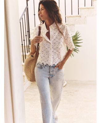 The Lax High Rise Flare Jeans in Wisp Raw Fray